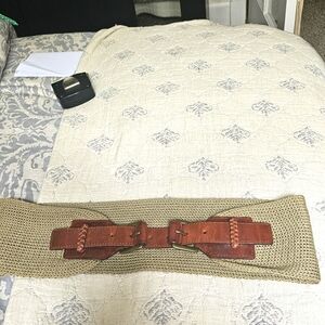 Ann Loft Tan and Brown Woven Belt Medium